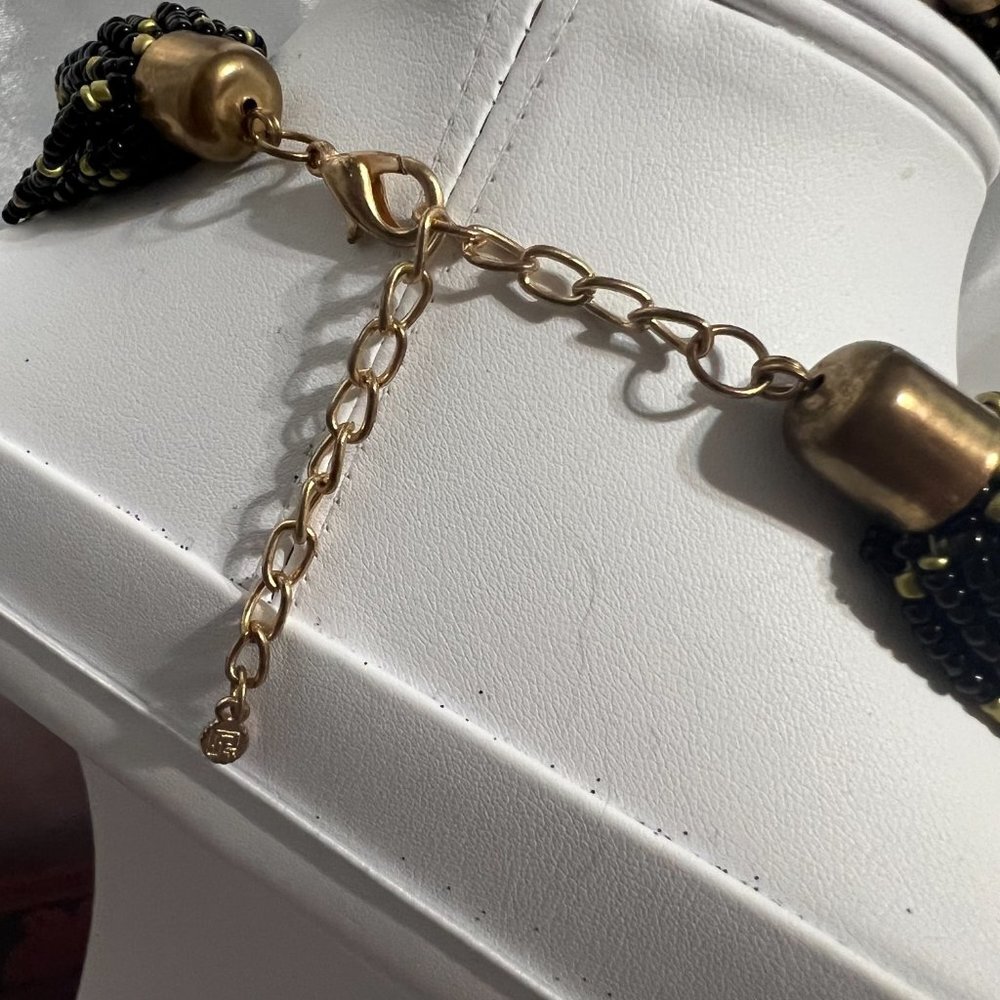 Vintage NENA Multi-strand Black & Gold Seed Bead Necklace, Bracelet & Earrings - Picture 6 of 8